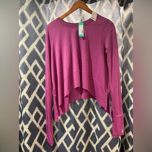 NWT Free People Movement Long Crop Shirt in Raspberry Sherbet L